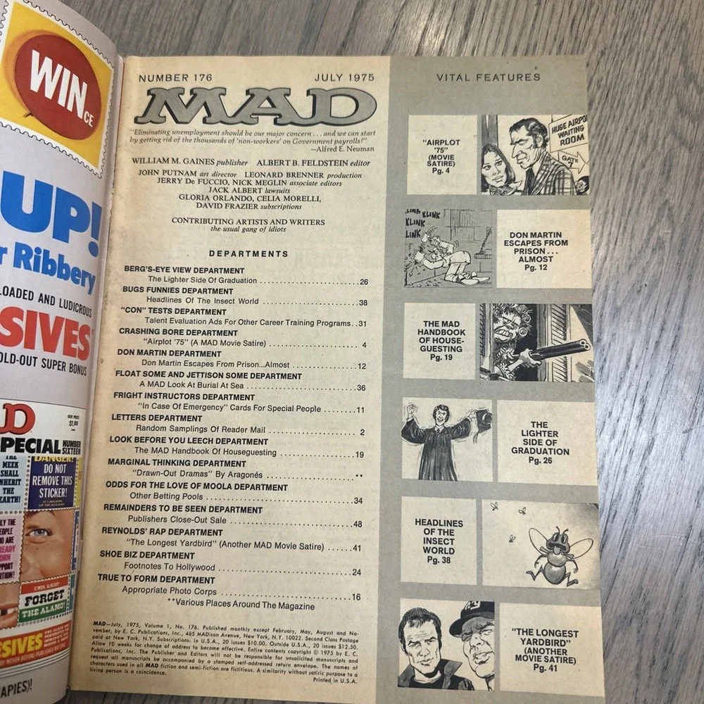 Mad Magazine #176 July 1975 Airplane